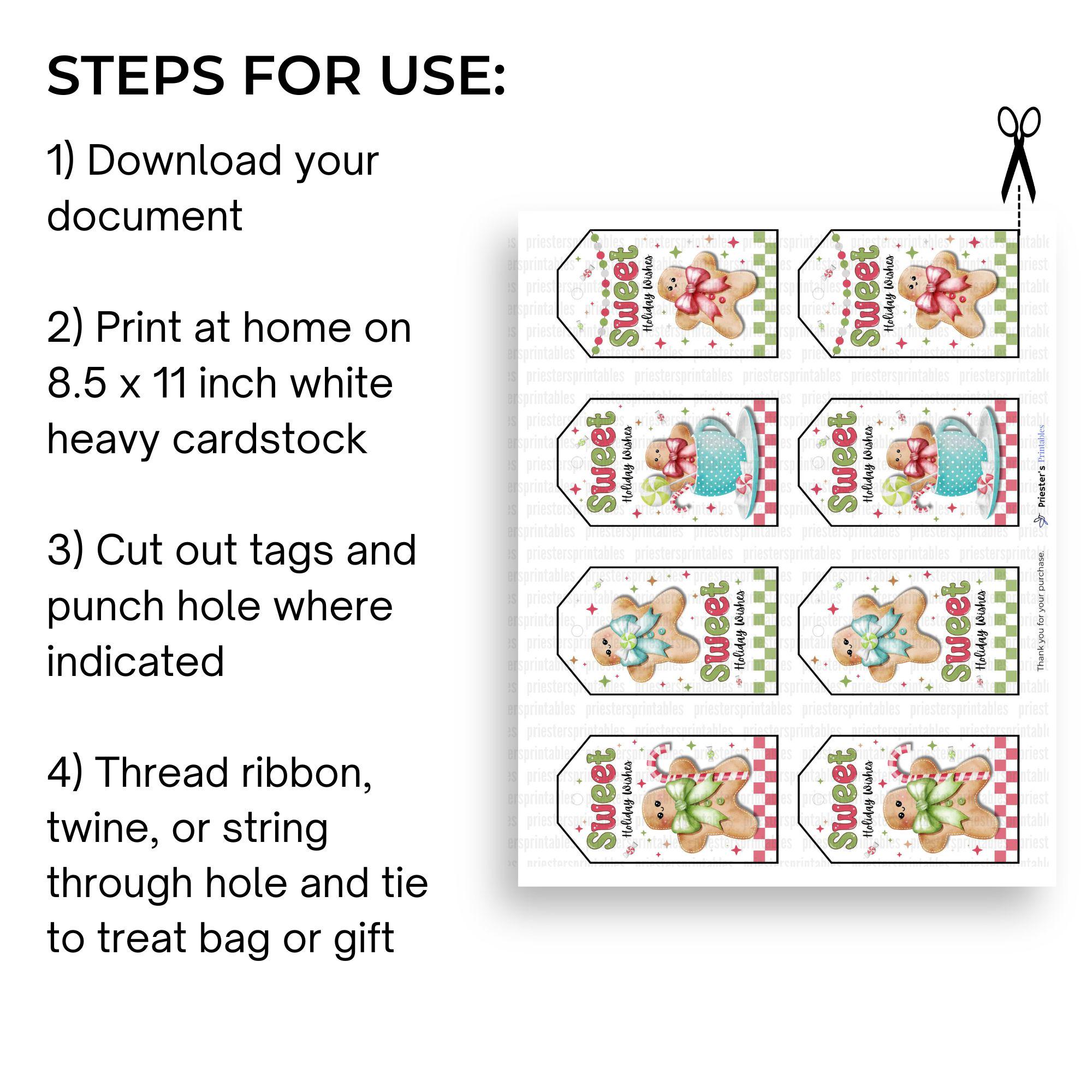 Printable Gingerbread Gift Tag for Presents Xmas Label Sweet Holiday ...
