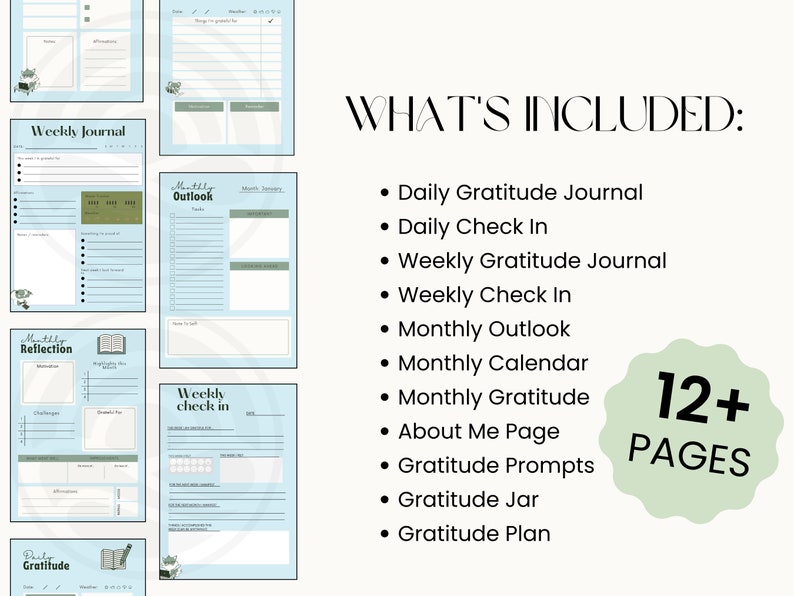 Printable Gratitude Journal, Digital Gratitude Journal, Gratitude
