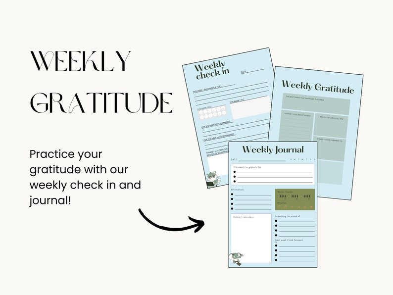 Printable Gratitude Journal, Digital Gratitude Journal, Gratitude