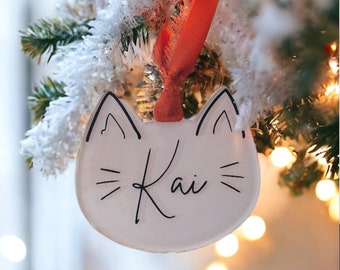 Personalized Cat Ornament / Acrylic Cat Ornament/Christmas Ornament / Custom Ornament / Custom Stocking Tag / Custom Gift Tag / Cat Mom Gift