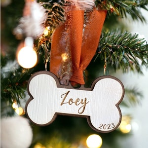 Dog Wooden Ornament/ Wood Ornament/Wood Dog Ornament/ Christmas Ornament / Custom Stocking Tag /Custom Gift Tag/ New Puppy Gift image 2