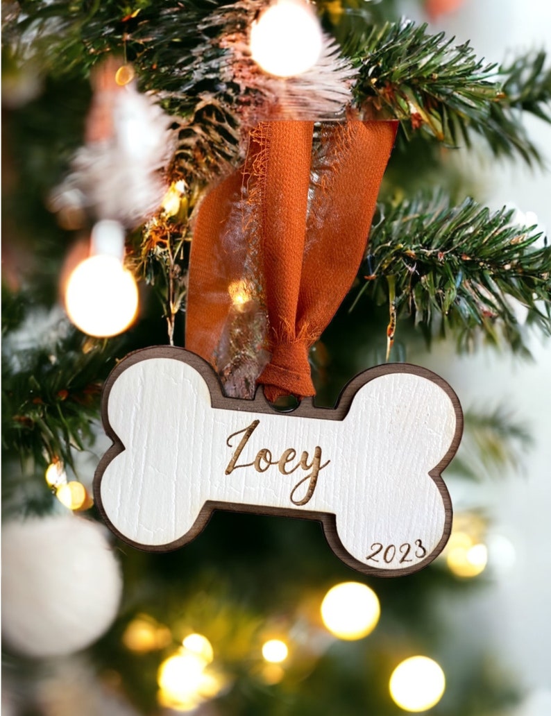 Dog Wooden Ornament/ Wood Ornament/Wood Dog Ornament/ Christmas Ornament / Custom Stocking Tag /Custom Gift Tag/ New Puppy Gift image 2