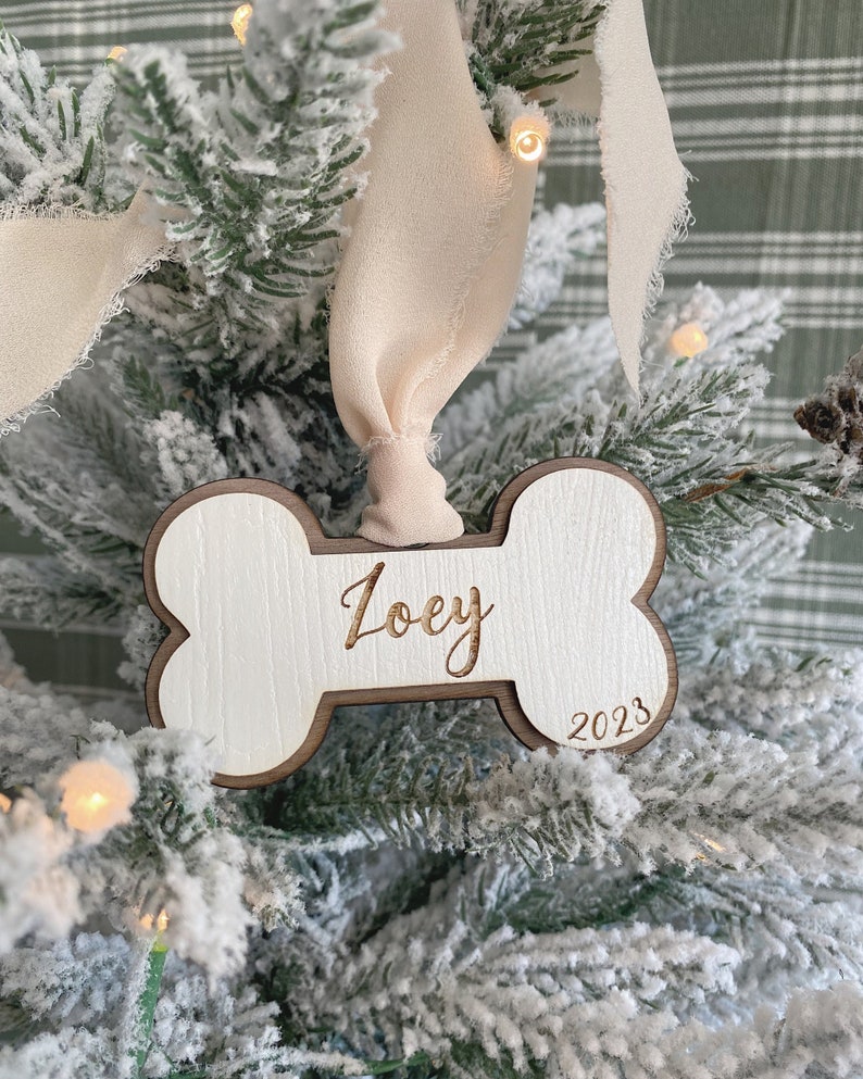 Dog Wooden Ornament/ Wood Ornament/Wood Dog Ornament/ Christmas Ornament / Custom Stocking Tag /Custom Gift Tag/ New Puppy Gift image 3