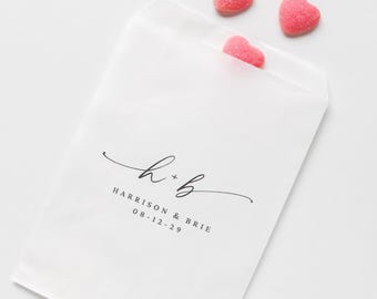 Custom Wedding Favor Treat Bags, Wedding Favor Bags, Custom Candy Bar Bags, Wedding Favor Paper Bags