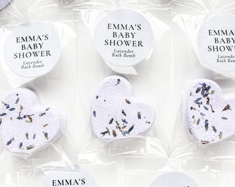 Lavender Purple Heart Bath Bomb Favors with Custom Labels, Bridal Shower, Baby Shower & Wedding Party Favors