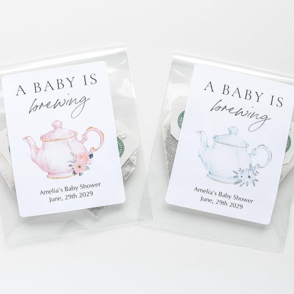 A Baby is Brewing Tea Favor Bags, Baby Shower Favors, Baby Shower Tea Favors