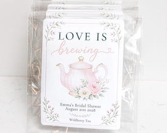 Love is Brewing Tea Bridal Shower Favors | Fully Assembled Personalized Tea Bag Favors | Love Is Brewing Bridal Shower | Tea Included
