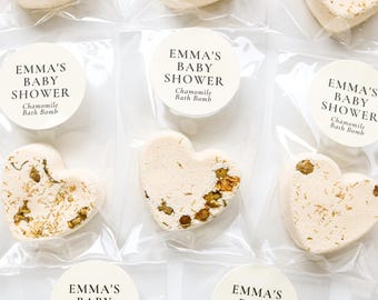 Yellow Heart Bath Bomb Favors with Custom Labels, Bridal Shower, Baby Shower & Wedding Party Favors, Gender Neutral Baby Shower