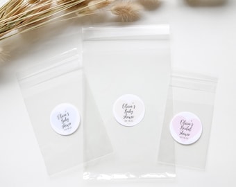 Personalized Baby Shower Favor Bags, Bridal Shower Favor Bags, Clear Self Sealing Bags, Wedding Favor Bags, Kids Birthday Favor Bags