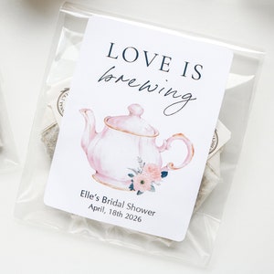 Bridal Shower Tea Party Favors, Spring Bridal Shower Favor, Afternoon Tea Party Favor, Tea Bag Shower Favor, Love is Brewing Tea Favors