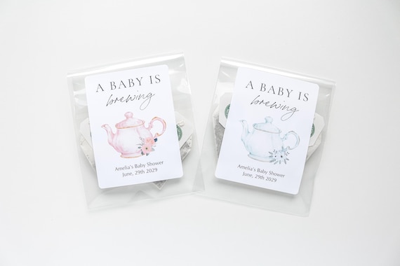 A Baby is Brewing Tea Favor Bags, Baby Shower Favors, Baby Shower Tea Favors