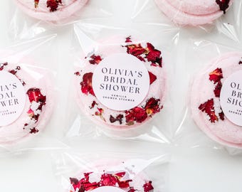 Personalized Pink Rose Shower Steamer Favors – Baby Girl Shower Favors, Bridal Shower & Wedding Favors – Individually Packaged Gifts