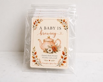 A Baby Is Brewing Baby Shower Favors, Fall Autumn Shower Favors, A Little Pumpkin is on the Way, Pumpkin Spice Tea Favors
