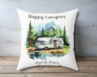 Benutzerdefinierte Dekokissen, glückliche Camper, Reisekissen personalisiert
