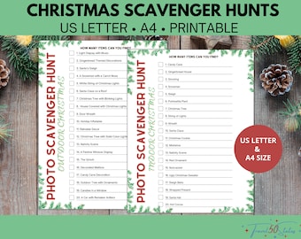 Christmas Photo Scavenger Hunt Printable- Indoor and Outdoor Christmas Games for Kids Teens Adults