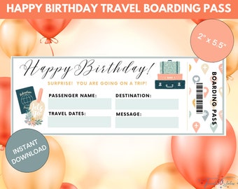 Happy Birthday Travel Boarding Pass | US Letter Size | Instant Download