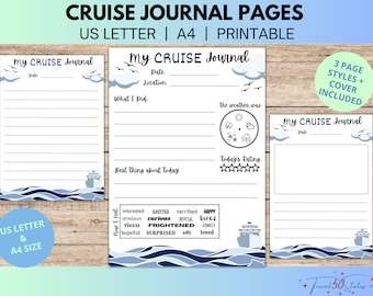 Cruise Vacation Journal Pages | Travel Journal for Kids, Teens, and Adults | Cruise Trip Printables | Instant Download