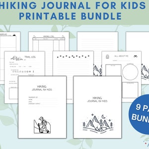 Paquete imprimible de diario de senderismo para niños / Diario de excursionista / Rastreador de senderos / Registro de caminata / 9 páginas / Carta de EE. UU. y documento PDF A4