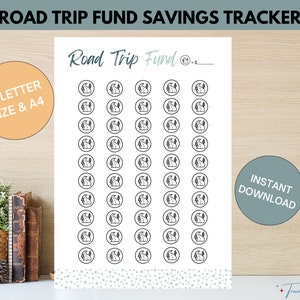 Tracker d&#39;économies de fonds pour un voyage sur la route imprimable | Défi objectif financier de voyage | Format Lettre et A4 | Téléchargement instantané