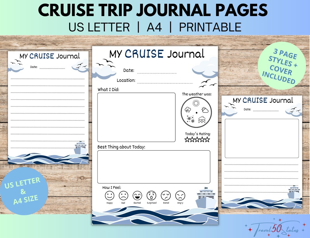 Cruise Journal Pages | Kids Travel Journal | Cruise Trip Printables ...