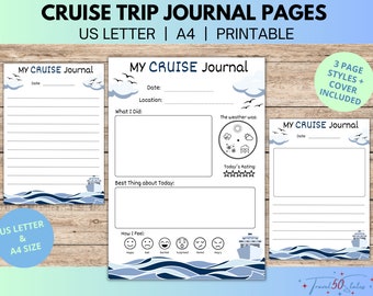 Cruise Journal Pages | Kids Travel Journal | Cruise Trip Printables | Instant Download