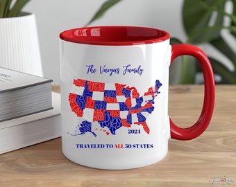 Personalized USA 50 States Traveled Coffee Mug: Custom Travel Gift