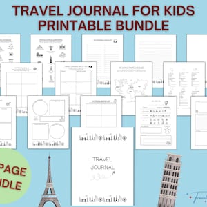 Kids Travel Journal Printable Bundle: Adventure Memory Book (15 Pages, PDF Download)