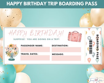 Happy Birthday Trip Boarding Pass Printable | Letter Size | Instant Download