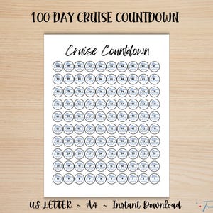 100 Day Cruise Countdown Tracker, Printable Vacation Planning for Cruise Vacation