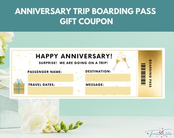 Anniversary Trip Boarding Pass Gift | US Letter Size | Instant Download