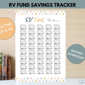 RV Fund Savings Tracker Printable: Financial Goal Challenge (Letter & A4) (Instant Download)