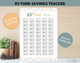 RV Fund Savings Tracker Printable | Travel Financial Goal Challenge | Letter and A4 Size | Instant Download