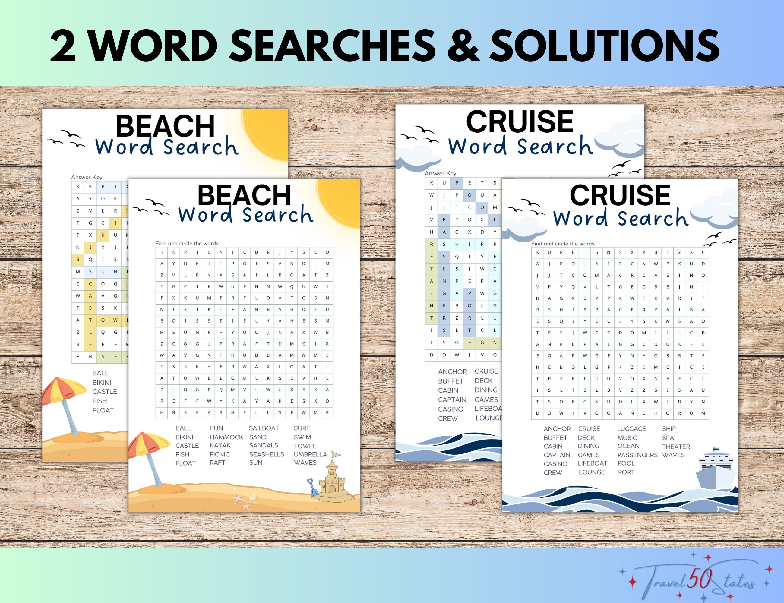Cruise Games and Activities Printable Bundle Cruise Ship Bingo, Mad ...