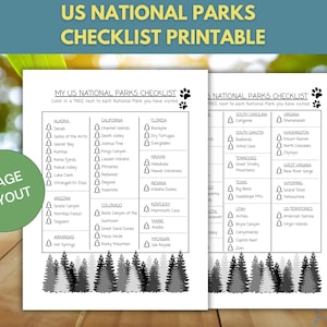 US National Parks Checklist, All 63 National Parks Bucket List, National Parks Challenge, Printable Travel Checklist, National Park Tracker