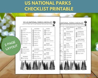 Lista de Parques Nacionales de EE. UU., Lista de los 63 Parques Nacionales, Desafío de Parques Nacionales, Lista de Viaje Imprimible, Rastreador de Parques Nacionales
