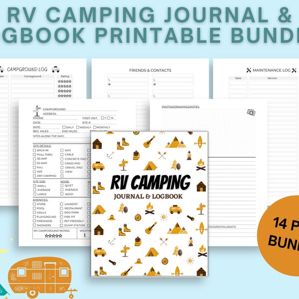 RV Camping Journal Logbook Printable Bundle