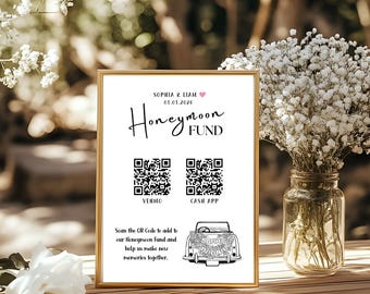 QR Code for Wedding Reception, Honeymoon Fund QR Code Table Display
