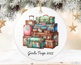 Girls Trip 2026 Ornament: Vintage Suitcase Keepsake