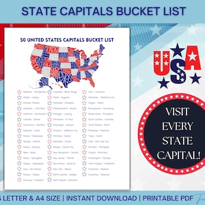 Bucket List der US Bundesstaaten, USA Reisecheckliste, Reisetagebuch, USA Travel Journal Printable