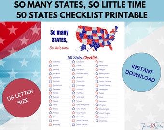 USA Travel Tracker: 50 States Checklist Printable (PDF Download)