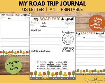 Road Trip Journal for Kids, Teens, Adults | Printable Vacation Keepsake | Instant Download