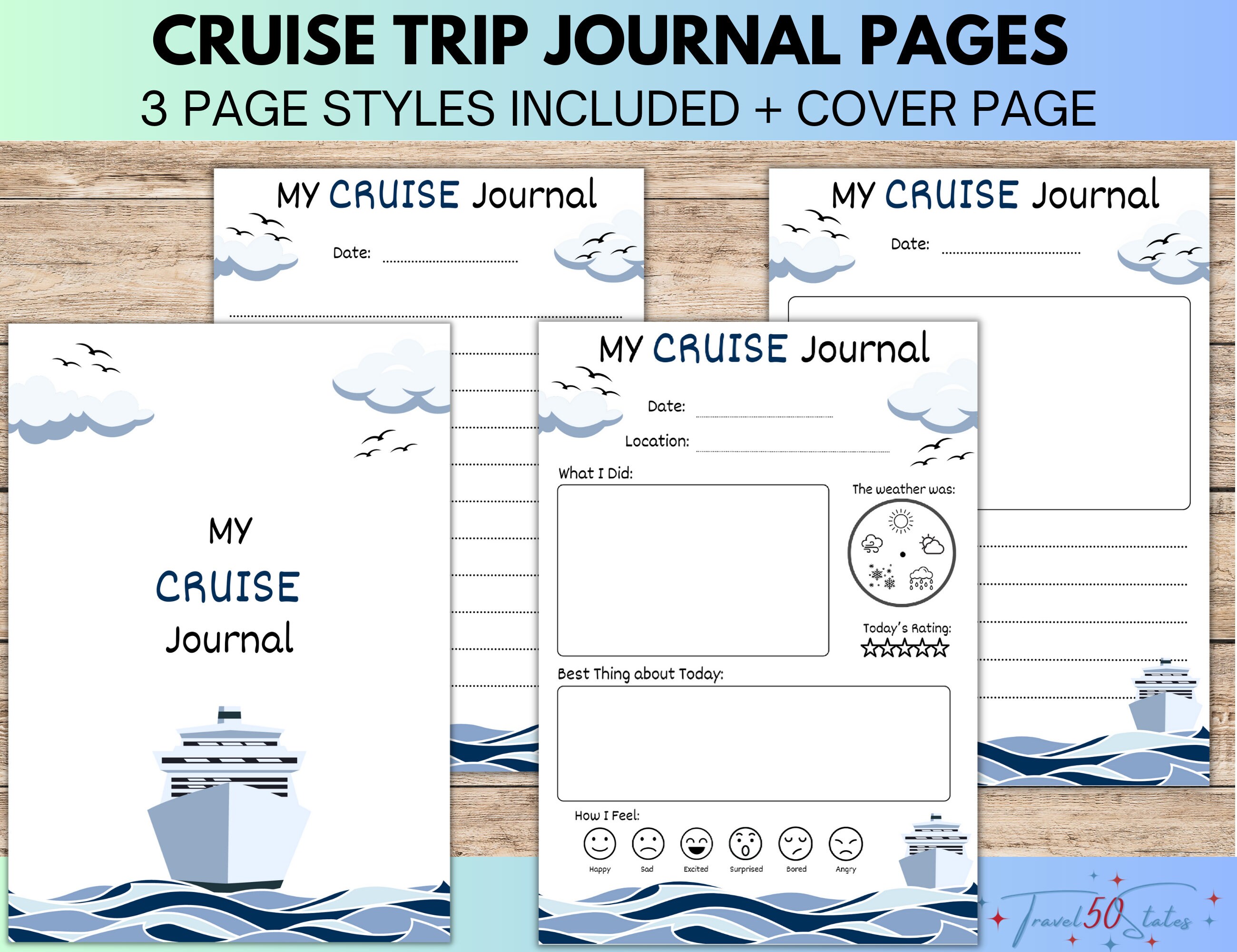 Cruise Journal Pages Kids Travel Journal Cruise Trip Printables Instant ...