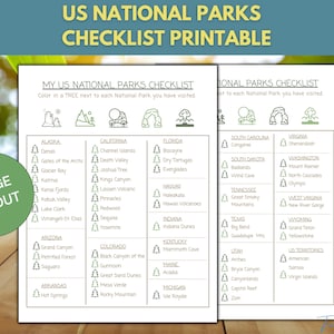 US National Parks Checklist, 63 National Parks Bucket List, National Parks Challenge, Printable Travel Checklist, National Park Tracker