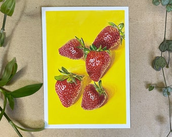 Original gouache painting, Realistic fruit original gouache painting, Wall art decoration