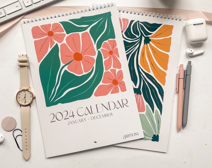 2024 Wall Calendar Abstract Art Wall Calendar Bright Flower Calendar