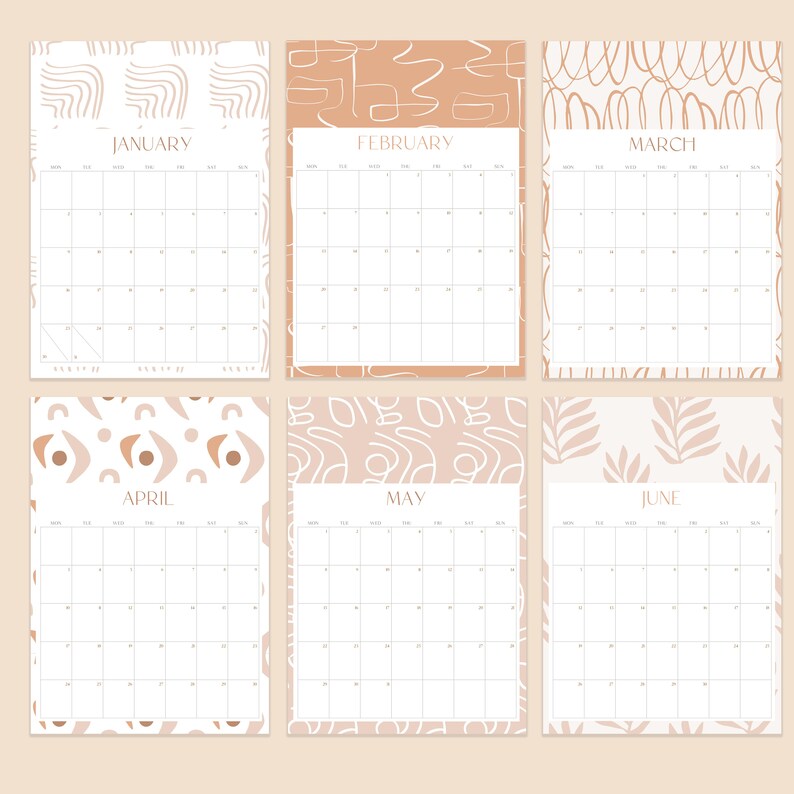 2024 Wall Calendar Abstract Wall Calendar 12 Month Hanging Etsy