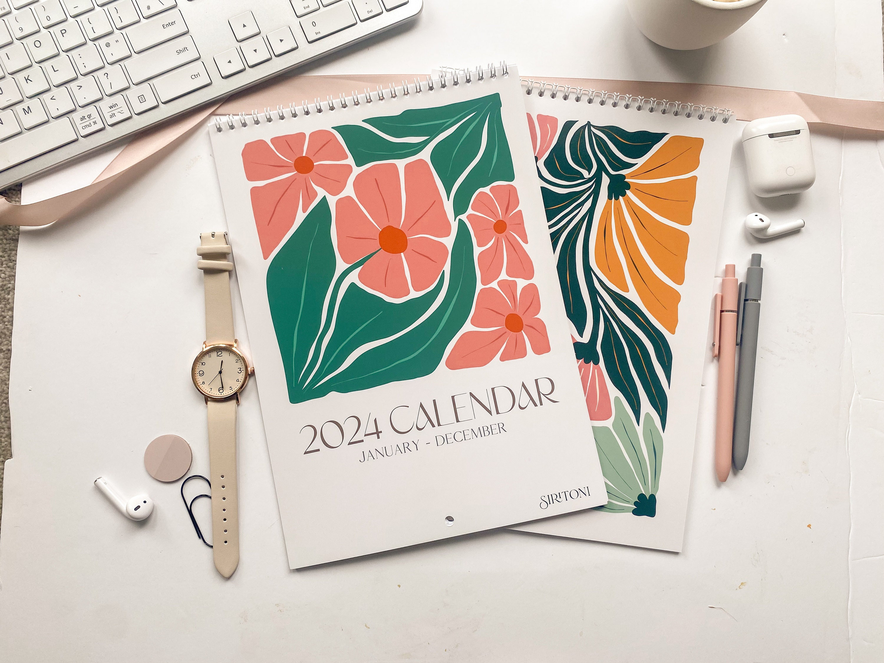 2025 Wall Calendar Abstract Art Wall Calendar Bright Flower Calendar