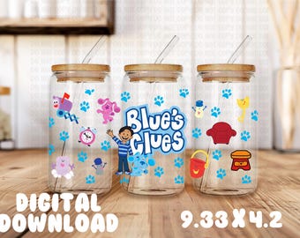 Blue Dog Cup Wrap PNG: Josh Finding Clues Design (Digital Download))