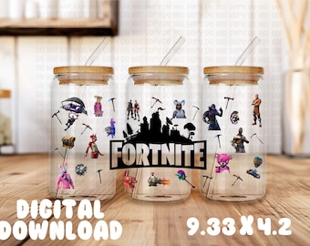 Fort Game Cup Wrap PNG: 16oz Libbey Can Design (Digital Download