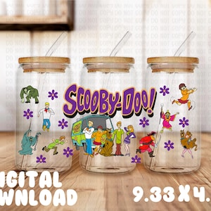 S c o o b y - doo Cup Wrap PNG • 16oz Libbey Glass Can Design •  UV DTF or Sublimation • Instant Digital Download